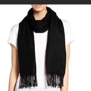YSL Yves Saint Laurent Black wool scarf